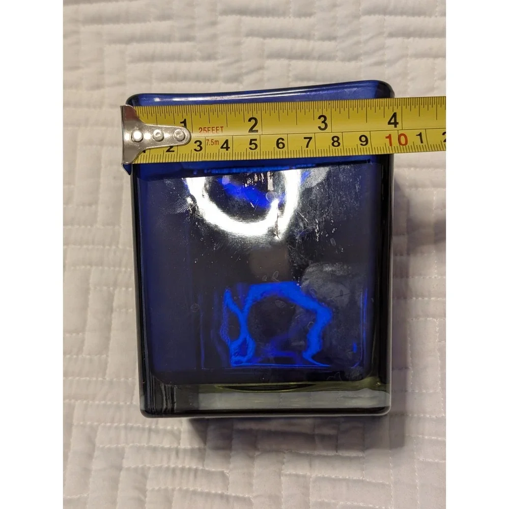 POLAND‎ TELEFLORA COBALT BLUE SQUARE GLASS VASE PLANTER 4